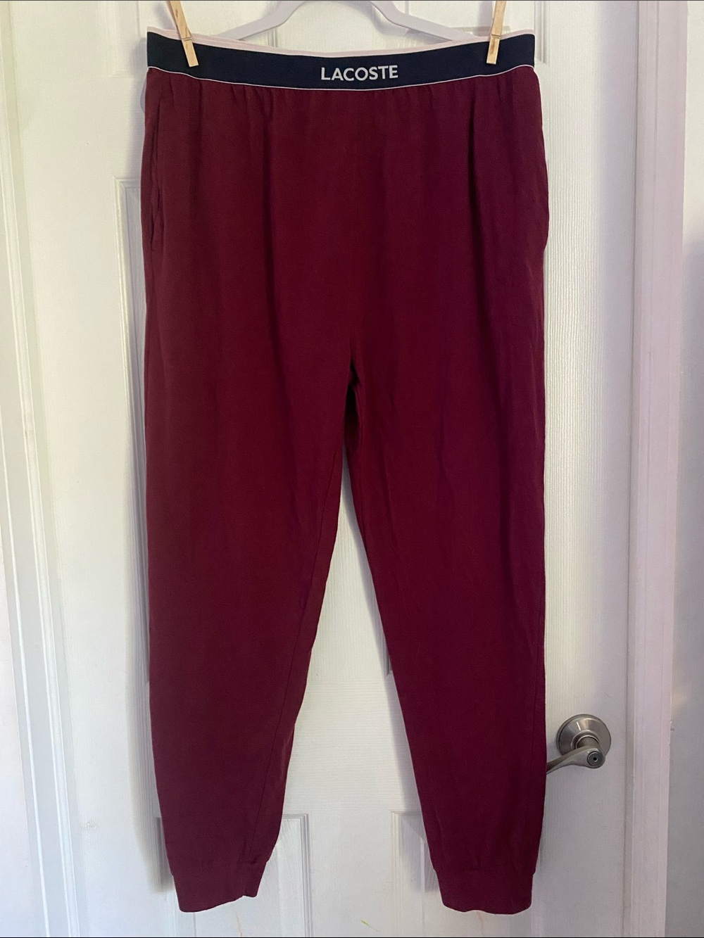 Lacoste Maroon Elastic-Waist Jogger Pants